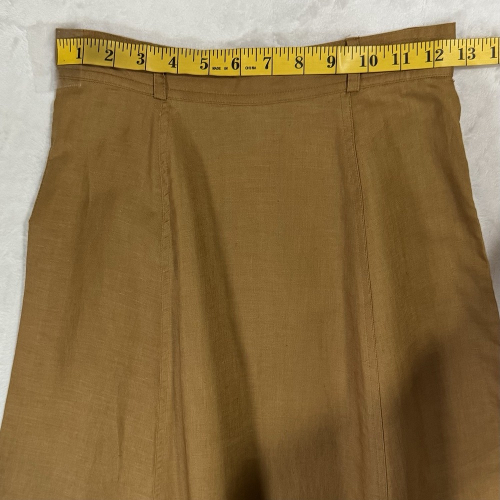 Vintage Apart Camel Brown Linen Maxi Skirt Set Size 4 XS XXS Safari Boho Neutral - Picture 14 of 16